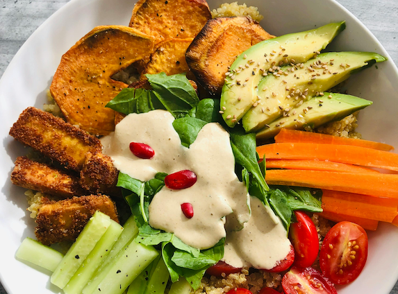 Bowl of various superfoods