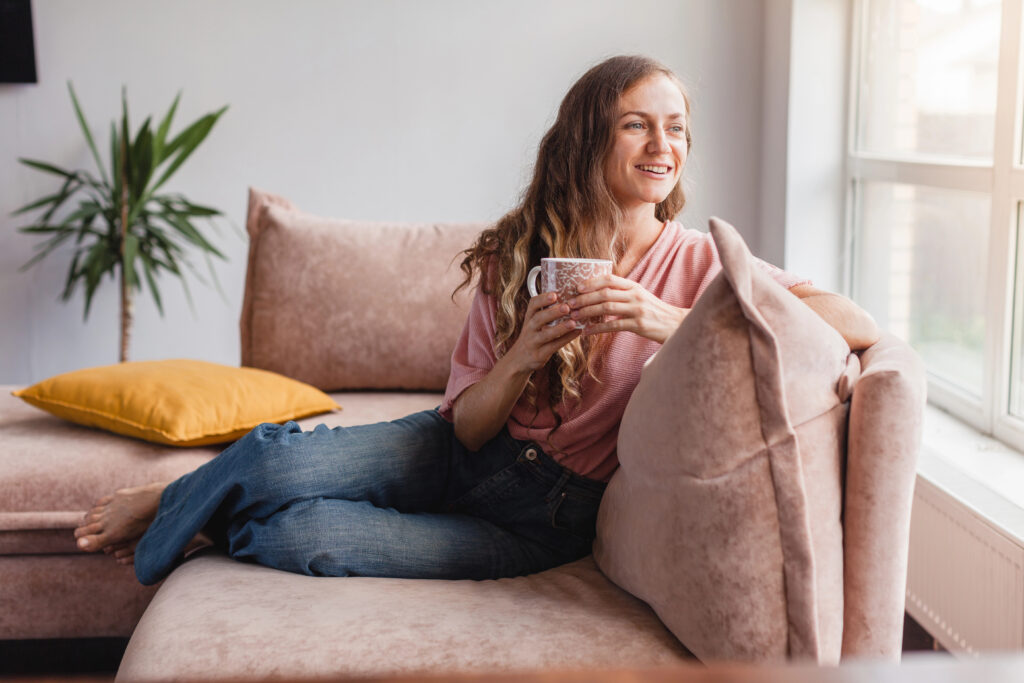 Woman relaxing and happy